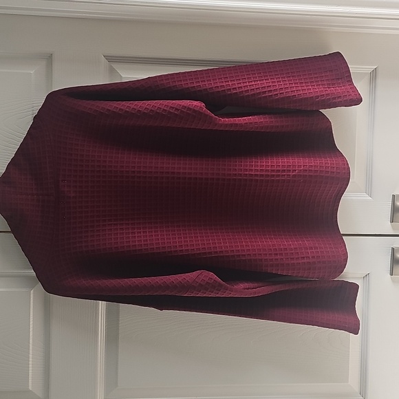 NWT Max Studio Funnel Neck Waffle Knit Drawstring Pullover Oxblood Large - Picture 13 of 15